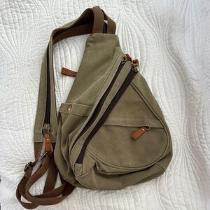 Olive Green Canvas Sling Bag